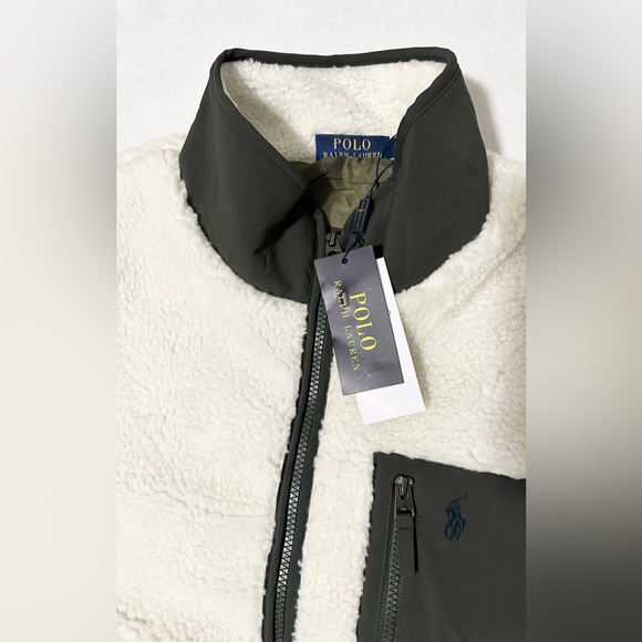 Polo Ralph Lauren Men Full Zip Pony Sherpa Fleece Coat Jacket Size Large White - Picture 3 of 5